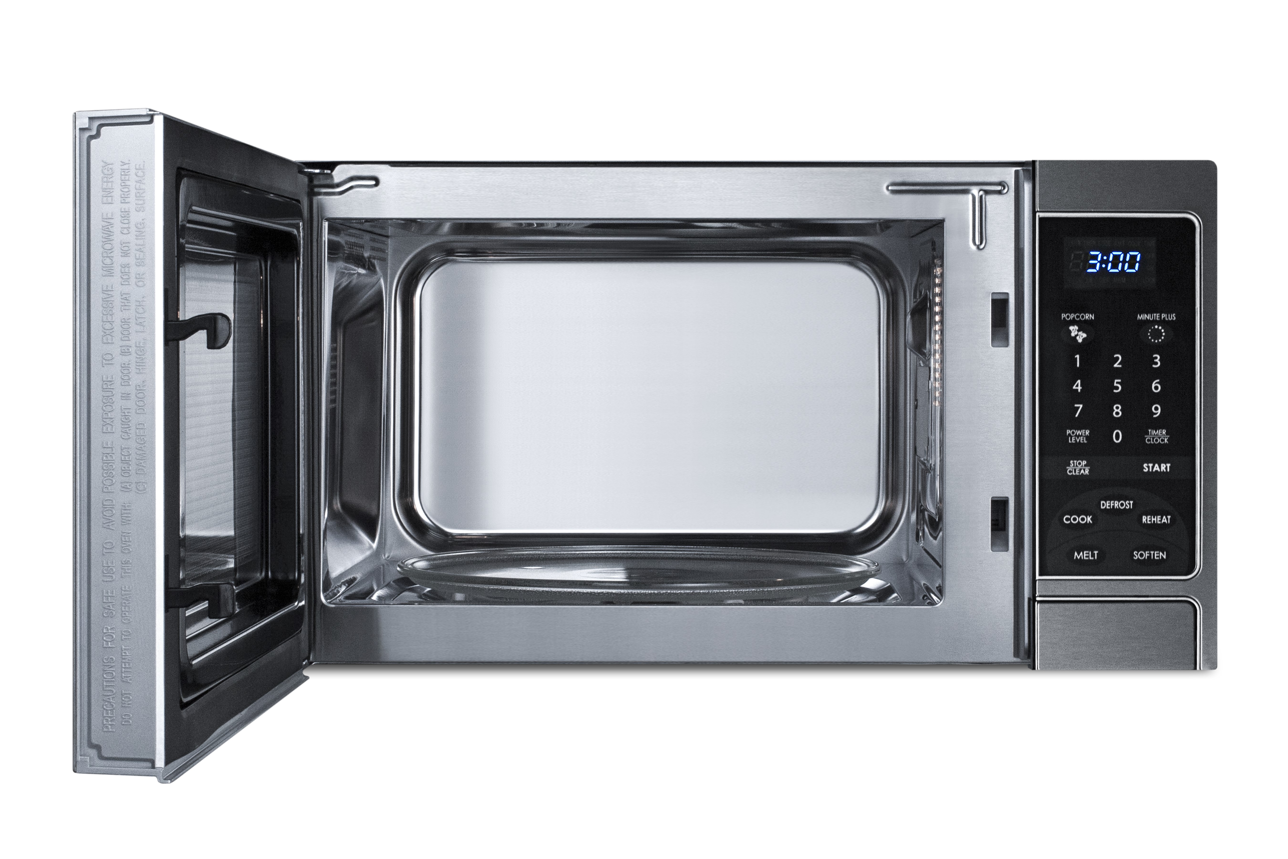 Stainless steel microwave oven with digital touch controls; replaces SCM852
